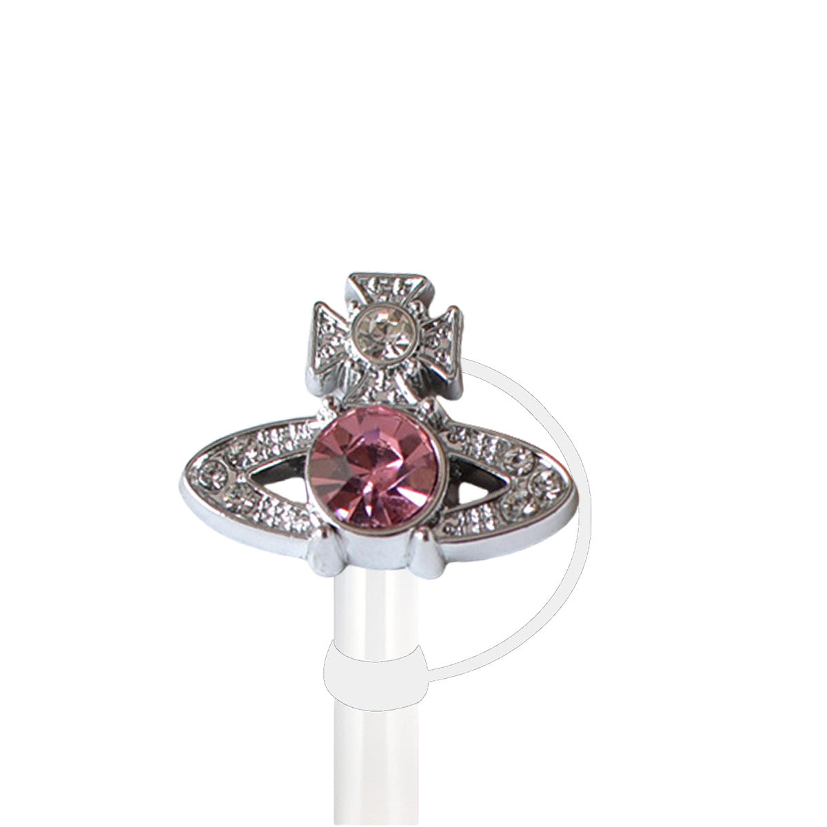 Wholesale 5pcs/pack 10mm Electroplated Metal Pink Diamond Series Straw Cap